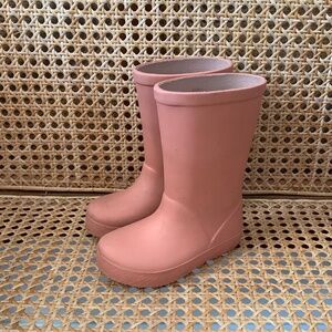 Zara Toddler Girls Pink Coral Rain Boots Rainbows Size US 6 EU 22